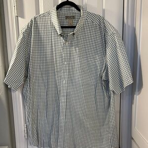 Duluth Trading Co Men's White and Blue Plaid Shirt 2XL